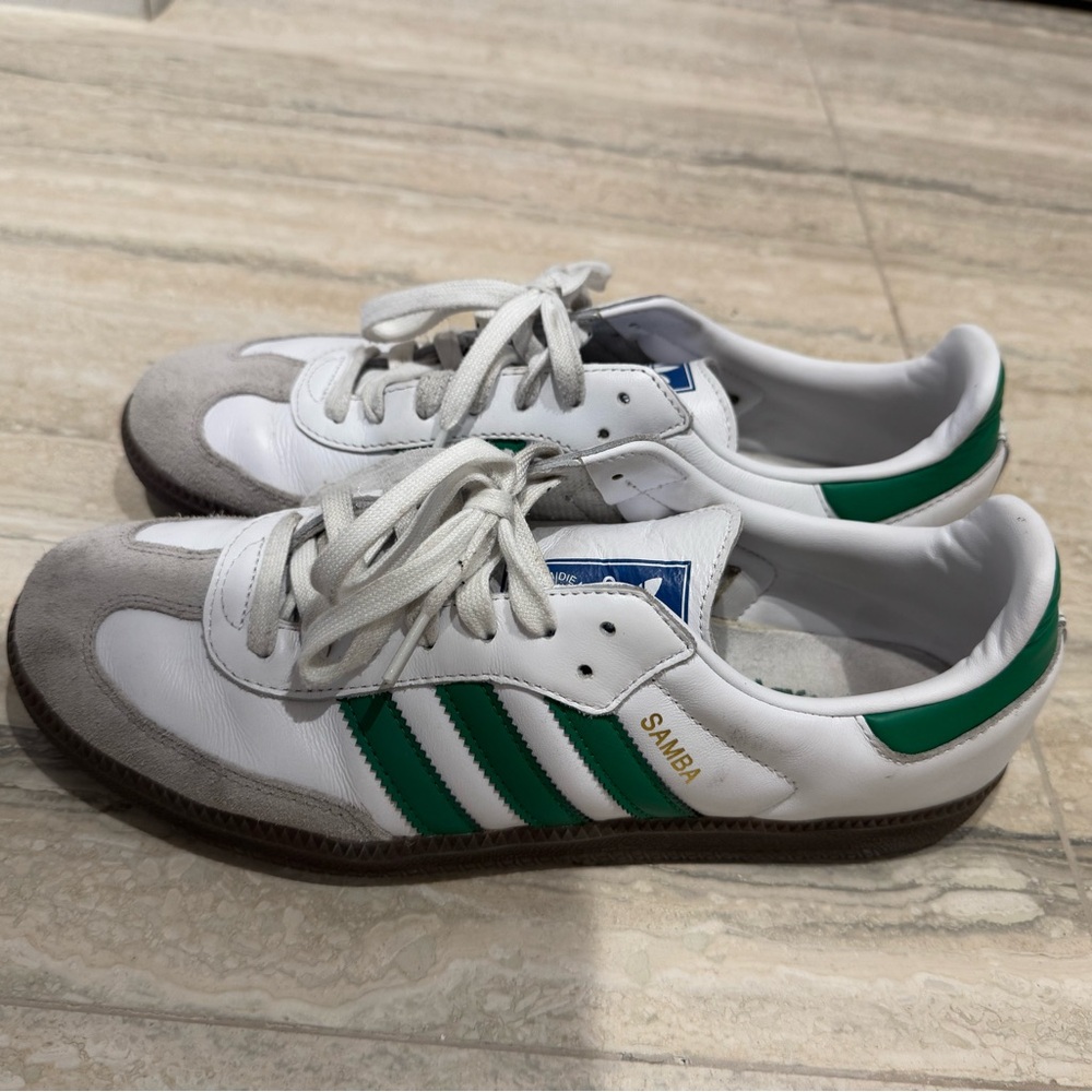 Adidas Samba White and Green Shoes